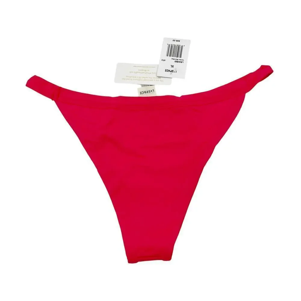 L*Space Camdyn Bikini Bottoms High Cut Bitsy Size XL Hot Cherry NEW With Tags!